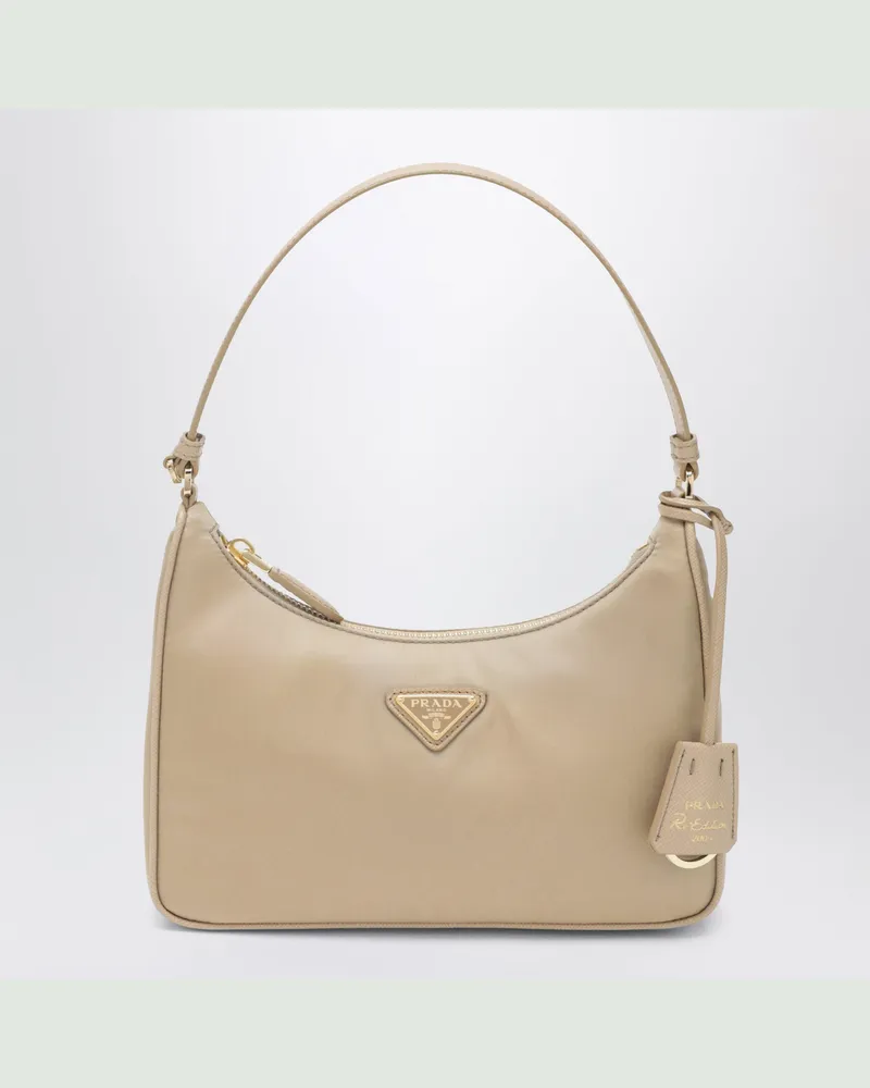 Prada Re-Edition 2005 Tasche aus camel Re-Nylon und Saffiano Beige
