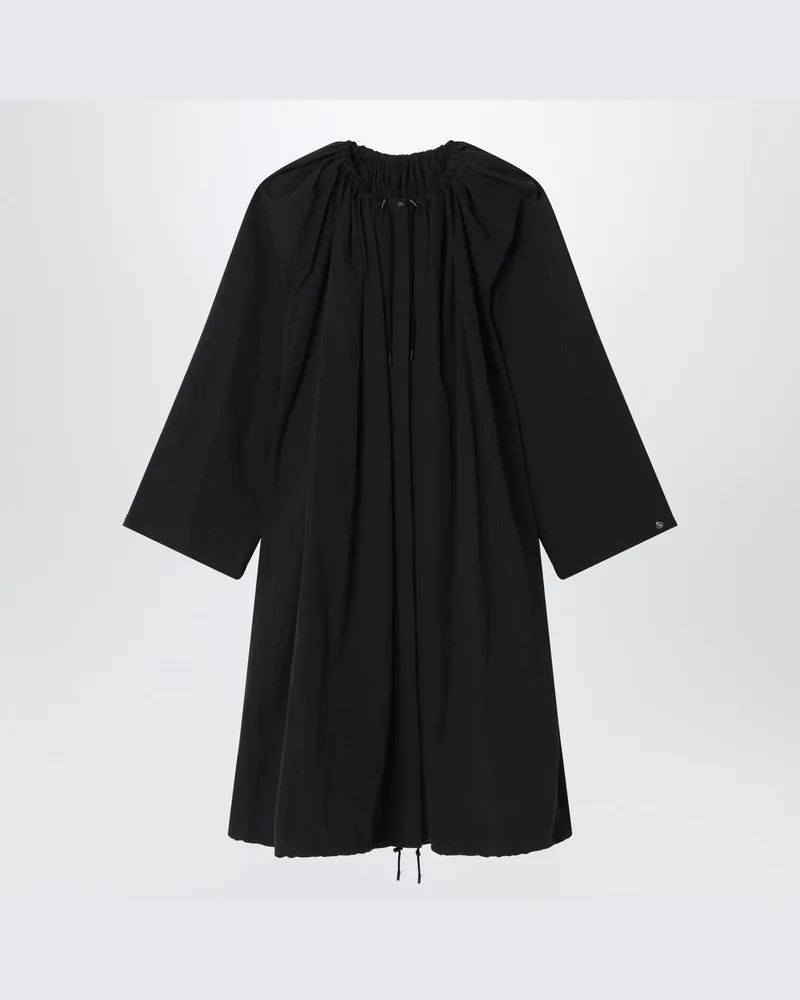 Totême Schwarzer gekräuselter Mantel aus Baumwollmischung Schwarz