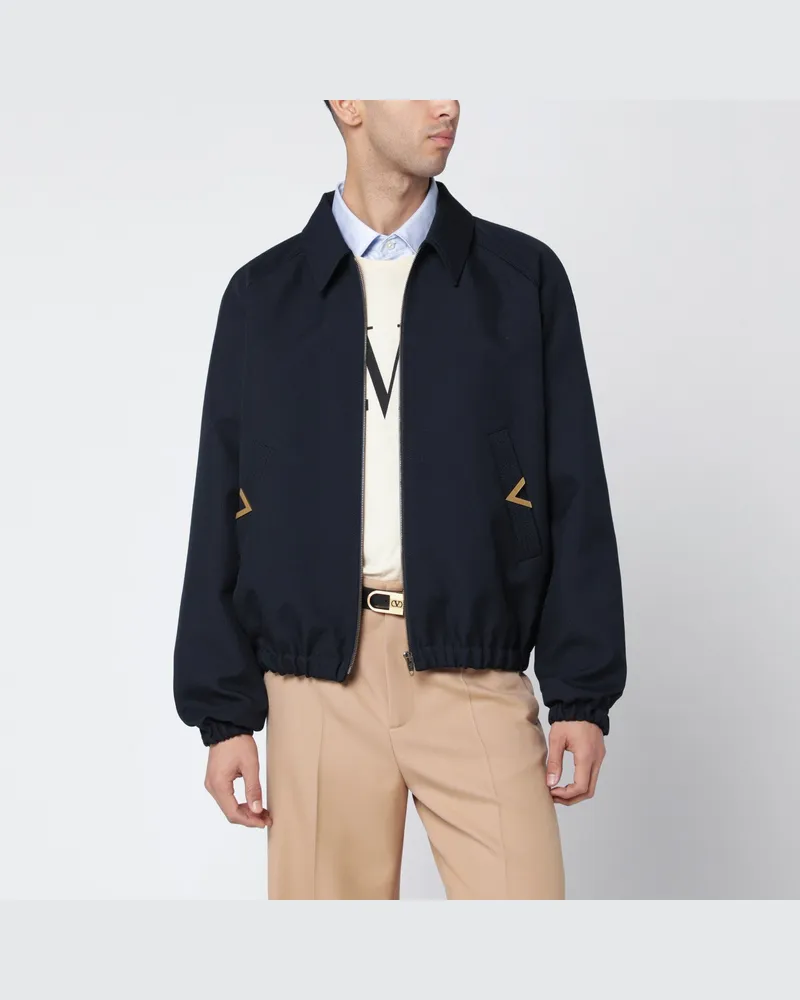 Valentino Garavani Marineblauer Bomber mit Vgold-Taschen Blue