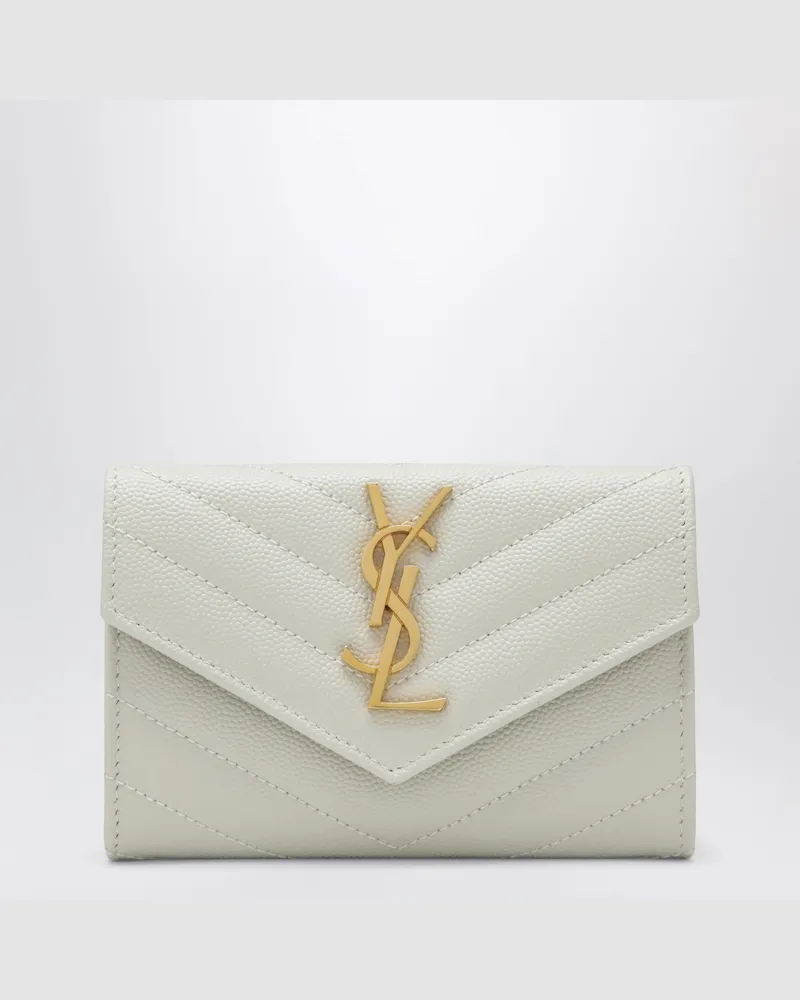 Saint Laurent Kleines Monogram Envelope Portemonnaie in Creme Beige
