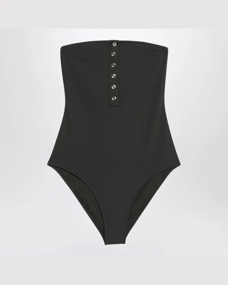 Totême Trägerloser Badeanzug dunkelgrün Green