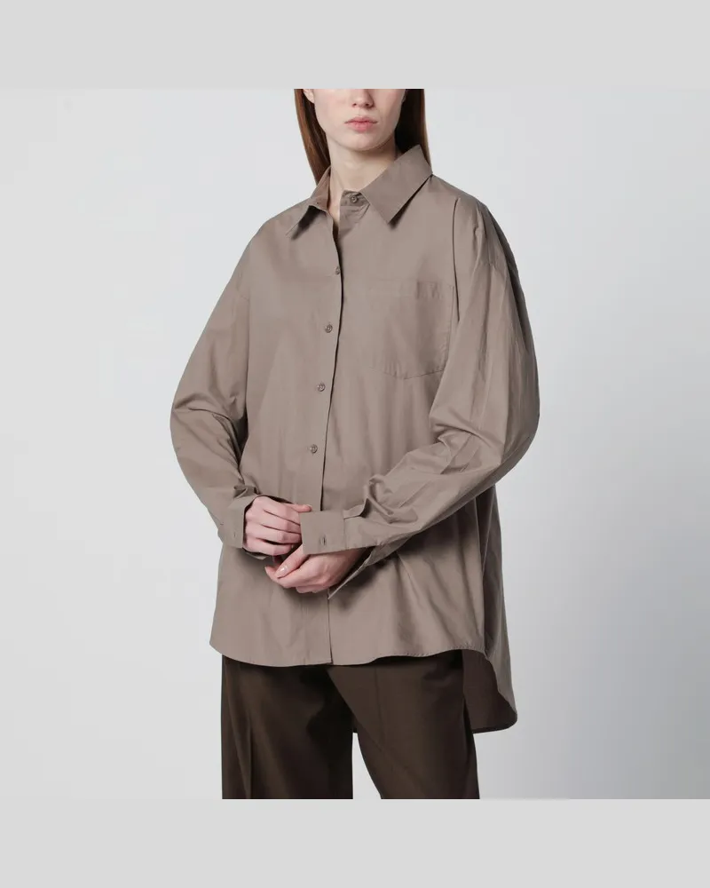 FRANKIE Shop Asymmetrisches Ornella-Hemd in Taupe Grau
