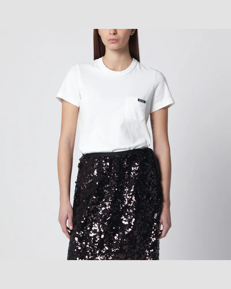 Prada Weißes Baumwoll-T-Shirt mit Rundhalsausschnitt White