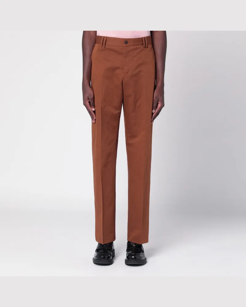 PT TORINO Braune Hose aus Baumwolle und Leinen Brown