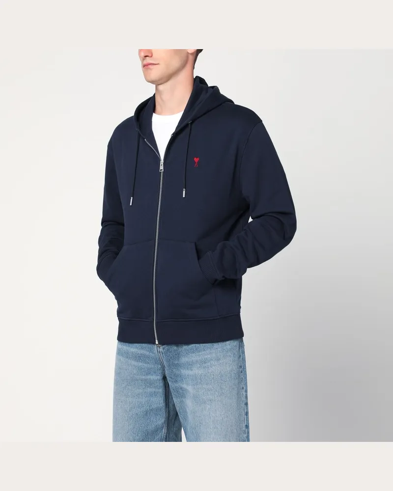 AMI Paris Ami De Coeur Zip-Sweatshirt in Mitternachtsblau Blau