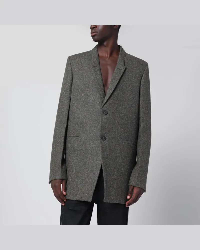 Rick Owens Concordian Einreiherjacke aus Wolle Grün
