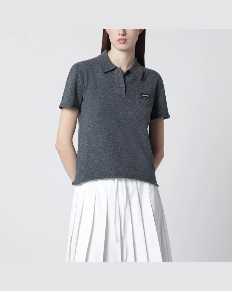 Miu Miu Poloshirt aus Kaschmir in Schiefergrau Grau