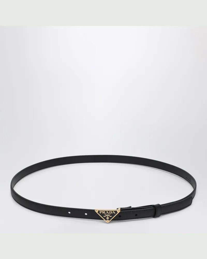 Prada Gürtel aus schwarzem Saffiano-Leder mit Dreieckslogo Black