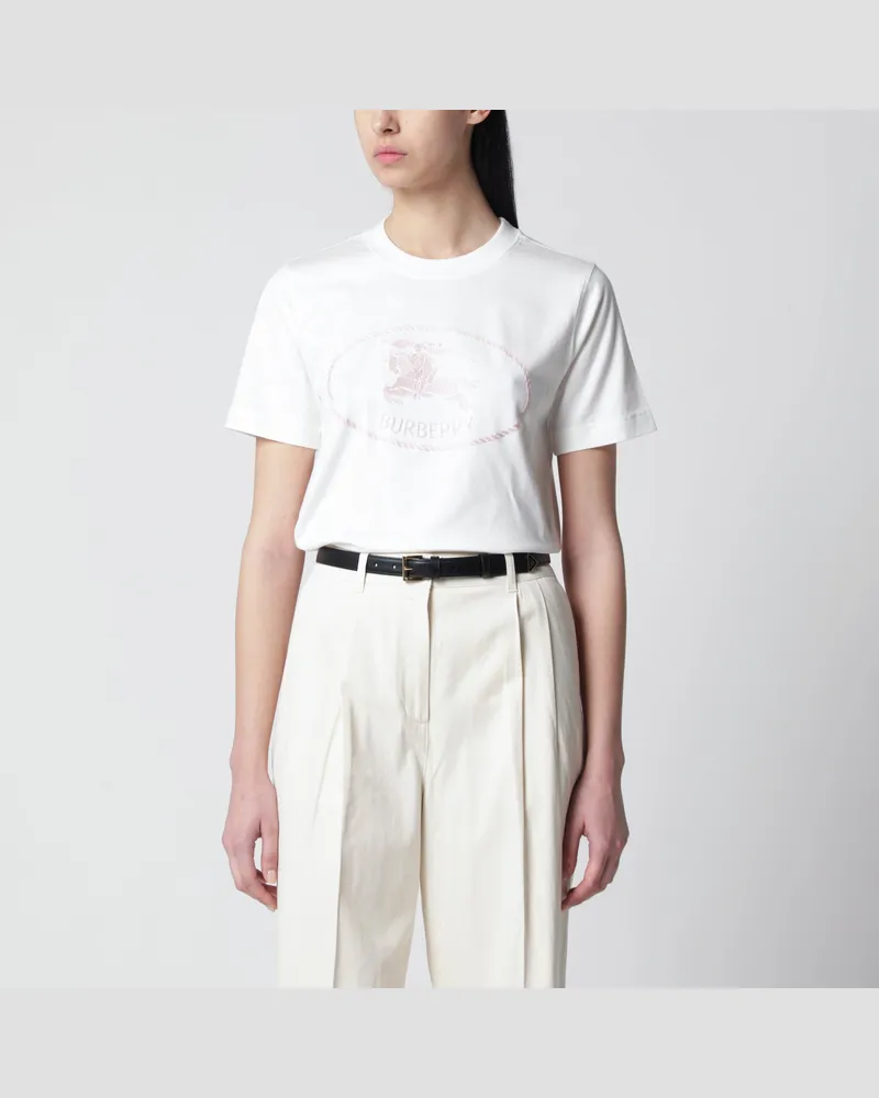 Burberry Weißes T-Shirt mit Knight Stamp White