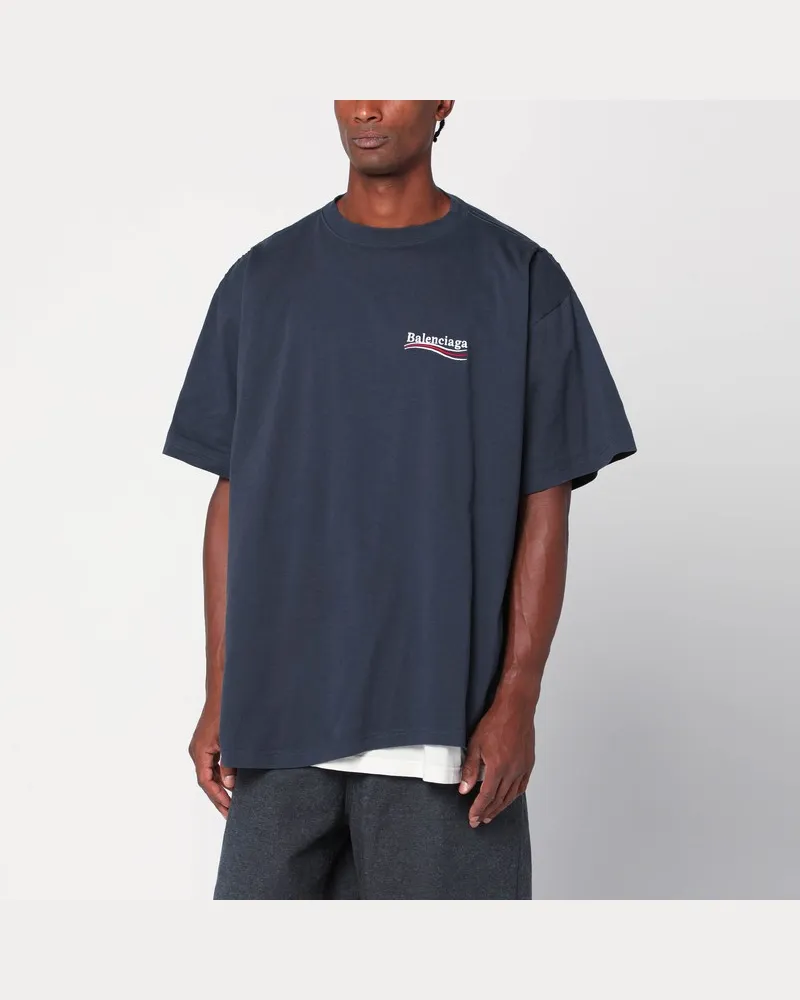 Balenciaga Doppel-T-Shirt Political Campaign marine/weiß Blau