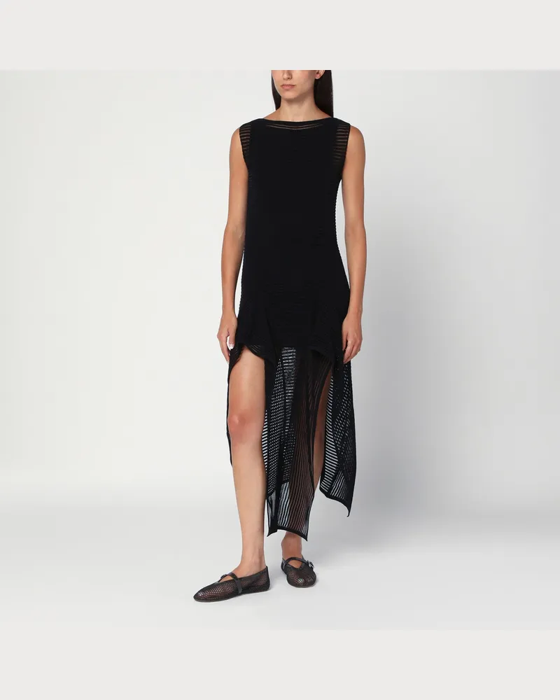 Alaïa Schwarzes Strickkleid mit Rüschen Black
