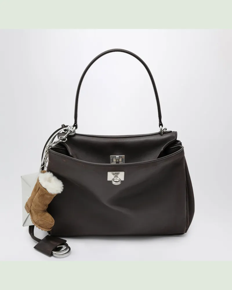 Balenciaga Kleine Rodeo-Handtasche aus Kalbsleder in Espresso Brown