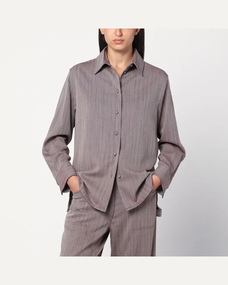 Golden Goose Granatrote Hemd aus Wollmischung mit Fischgrätmuster Brown