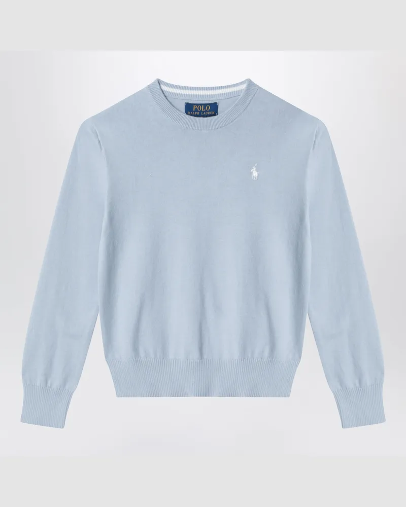 Ralph Lauren Hellblauer Baumwollpullover mit Rundhalsausschnitt Light