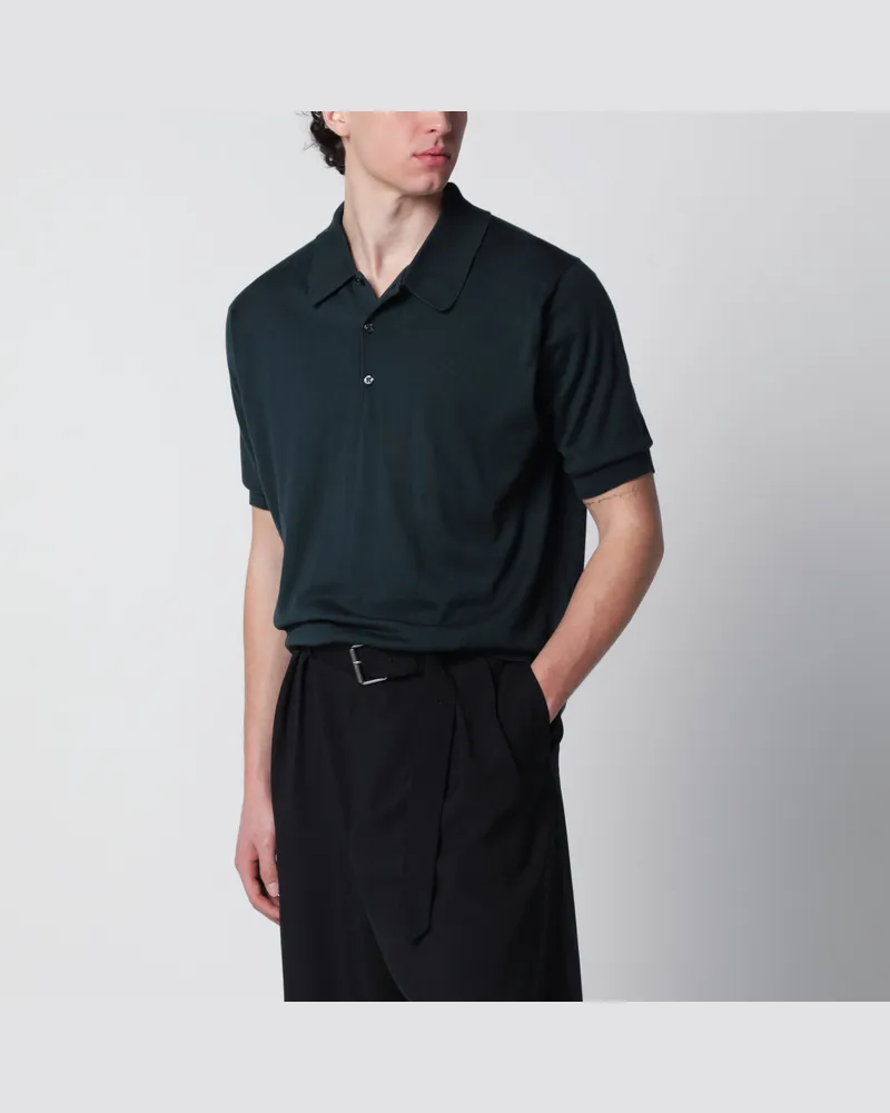 John Smedley Isis Baumwollpolo in Waldgrün Green