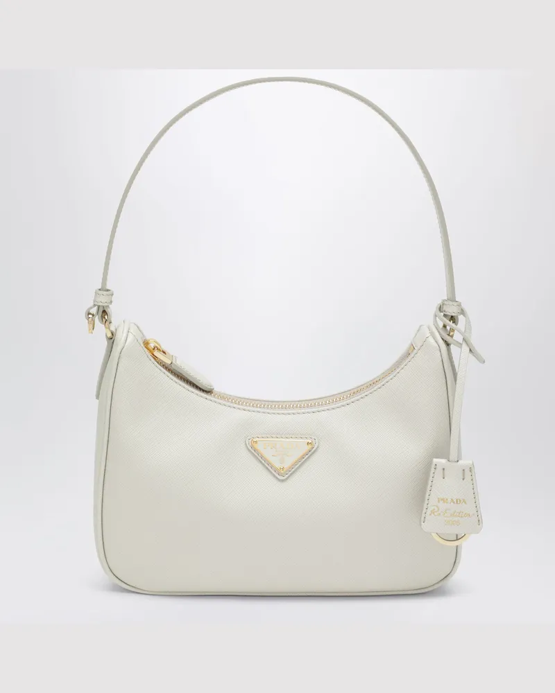 Prada Mini  Re-Edition 2005 Tasche aus Saffiano-Leder in Talk White
