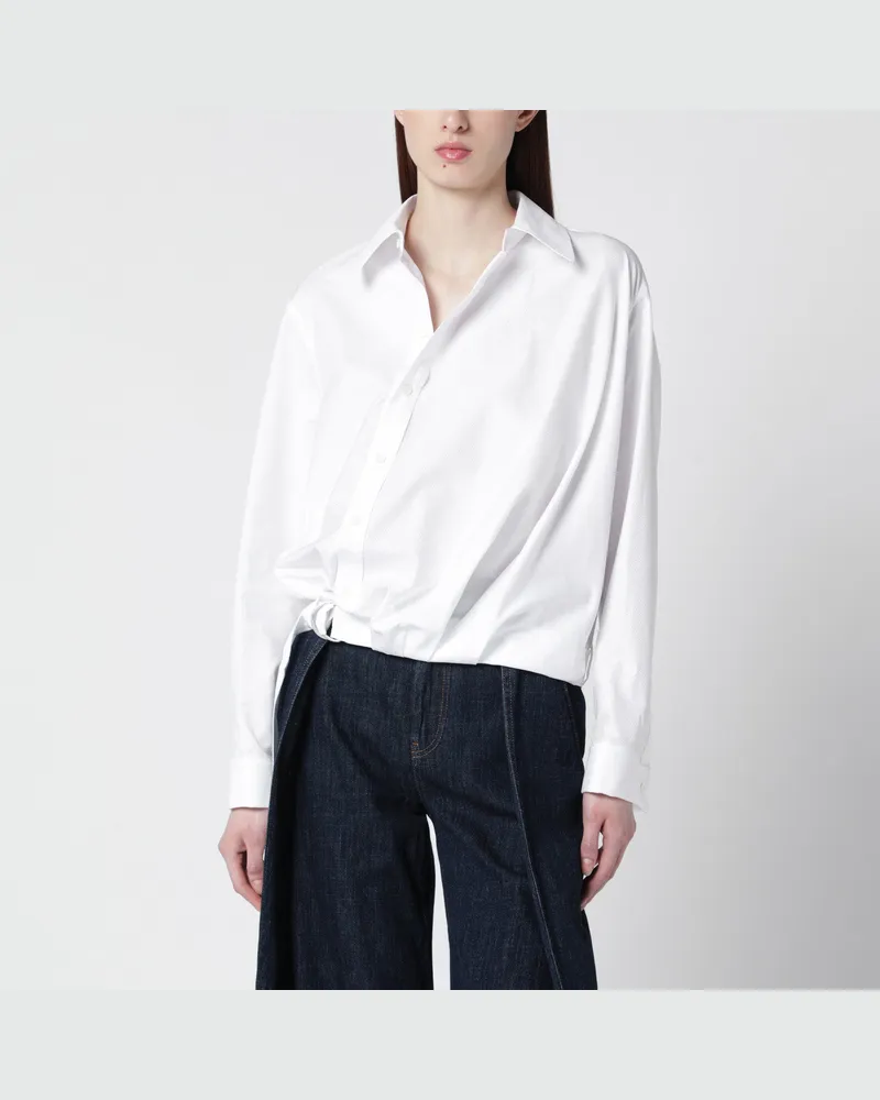 Loewe Weißes drapiertes Baumwollhemd White