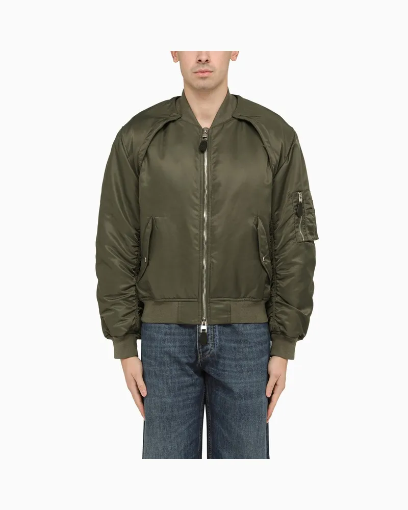 Alexander McQueen Verwandelbare khakifarbene Bomberjacke aus Nylon Grün