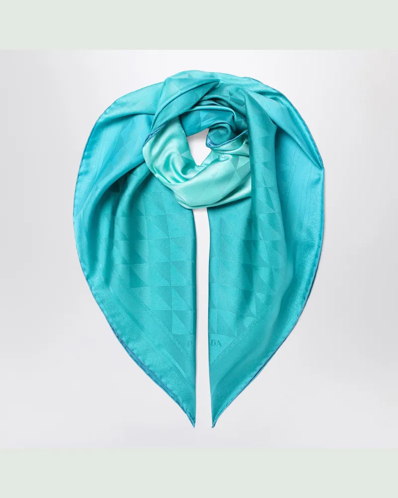 Prada Türkisfarbenes bedrucktes Tuch aus Twill Light