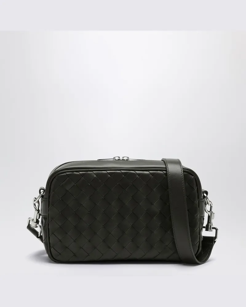 Bottega Veneta Khakifarbene Kameratasche mit Flechtmuster Grün