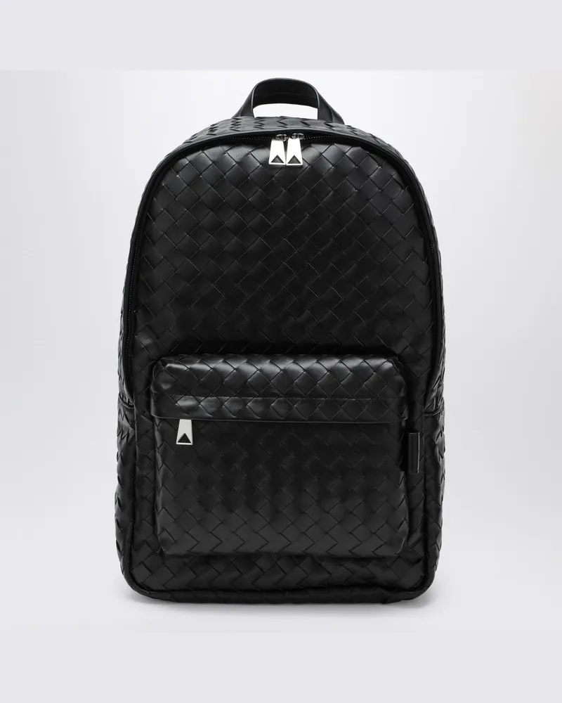 Bottega Veneta Mittlerer schwarzer Rucksack im Intrecciato-Geflecht Schwarz