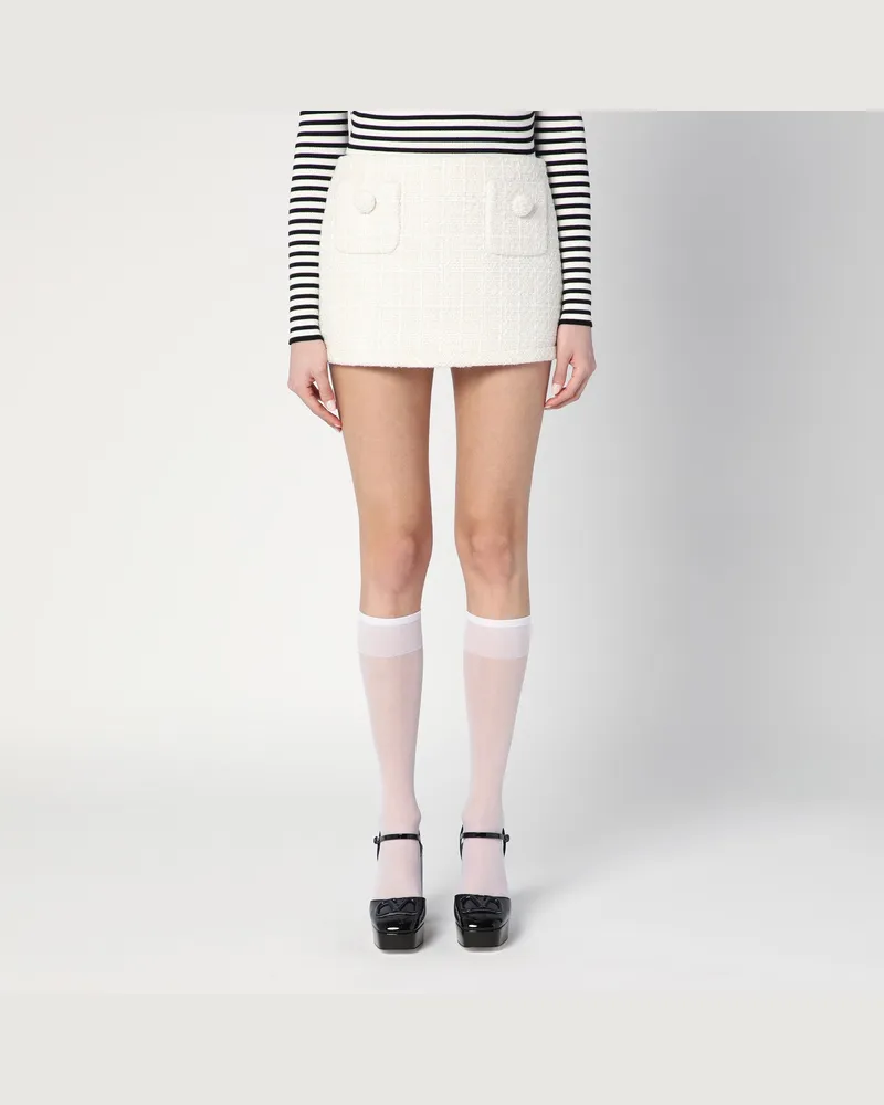 Marc Jacobs Elfenbeinfarbener Minirock aus strukturiertem Tweed Grey