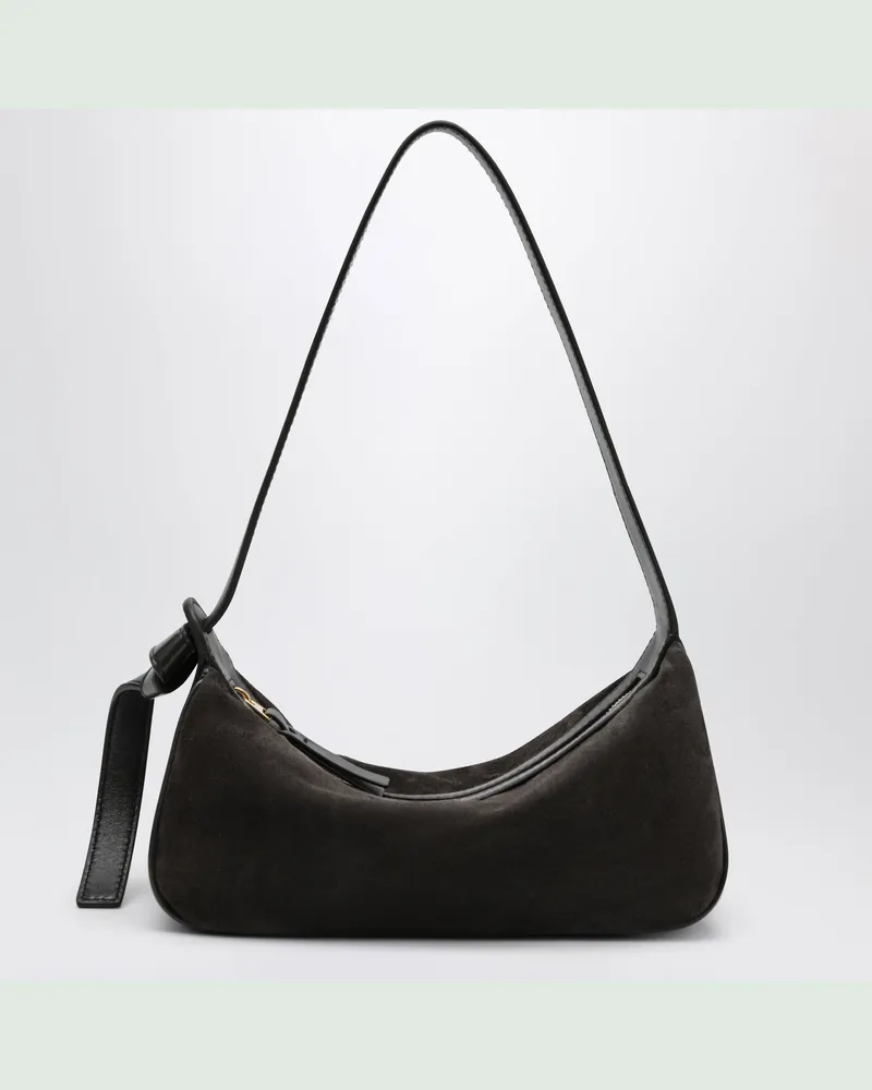 Bottega Veneta Nodo Schultertasche aus Velours- und Nappaleder in Espresso Brown