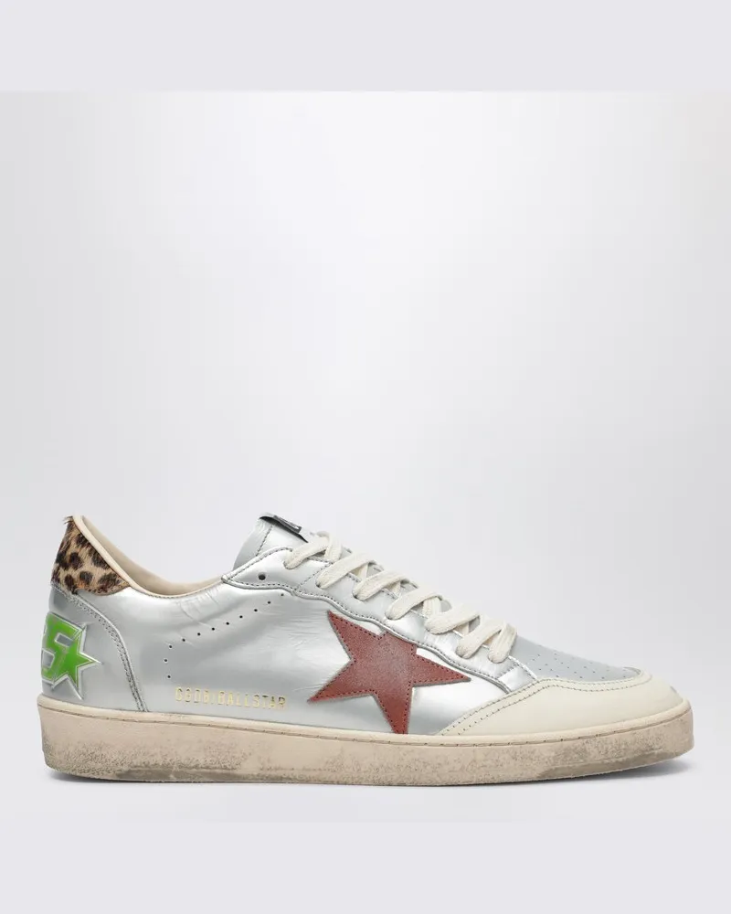 Golden Goose Sneaker Ballstar silber/rot/leopard Metallisch