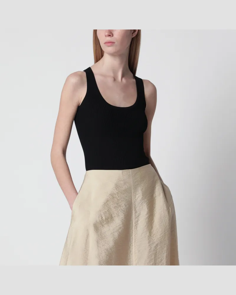 Max Mara Schwarzes geripptes Tanktop Black