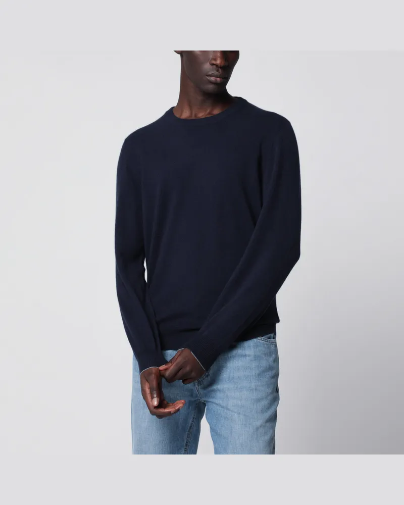 Brunello Cucinelli Kaschmirpullover mit Rundhals in Navyblau Blue