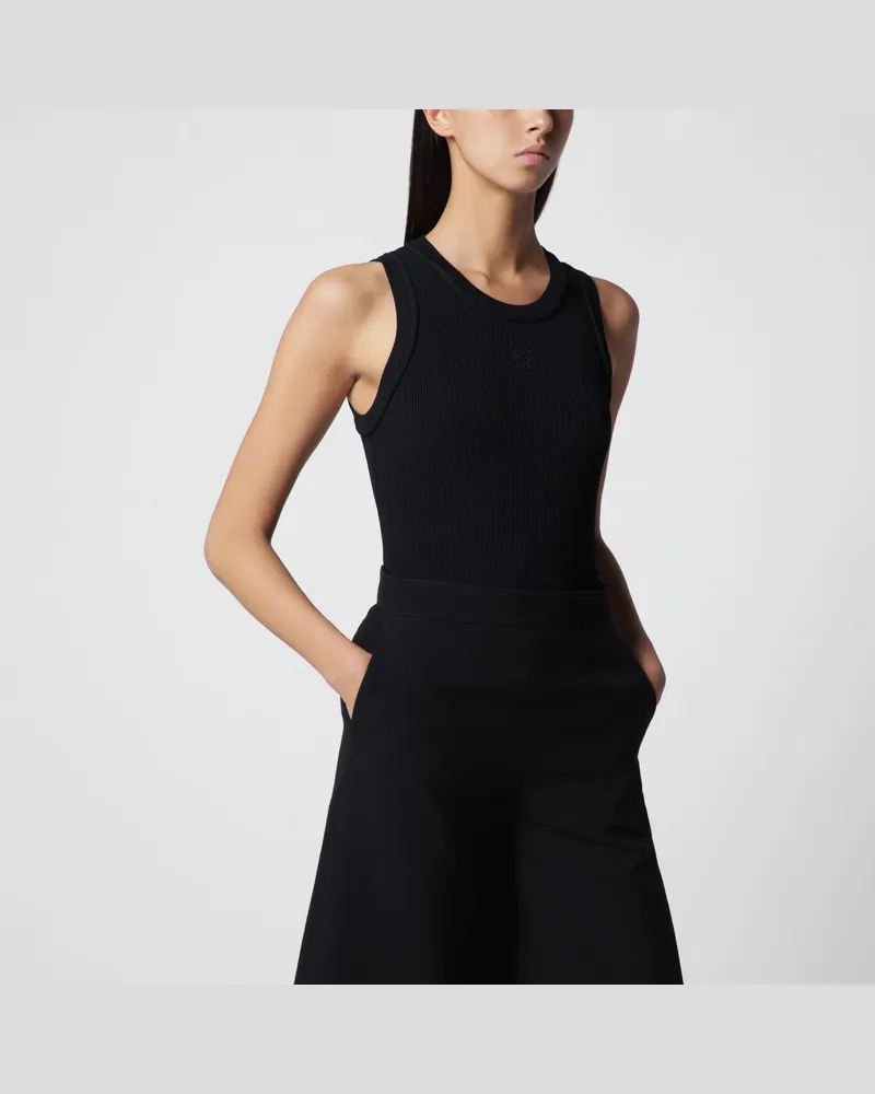 Loewe Schwarzes geripptes Anagram Tanktop aus Viskose Black