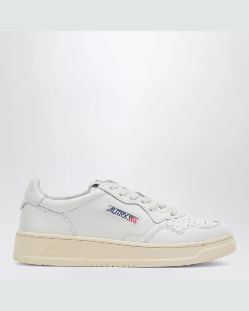 AUTRY Medalist Low Sneakers aus weißem/grünem Leder White