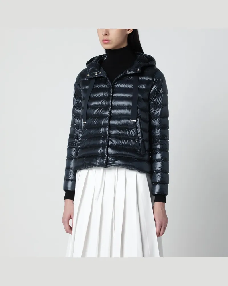 Herno Navyblaue ultraleichte Nylon-Daunenjacke Blau