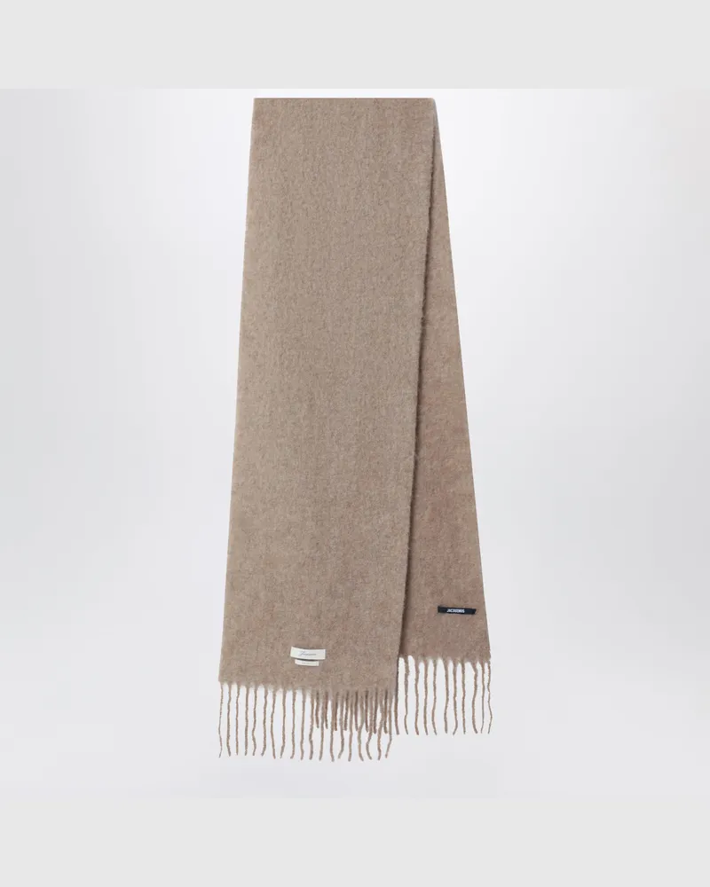 Jacquemus Taupefarbener Schal aus Mohair-Alpaka-Mischung Brown