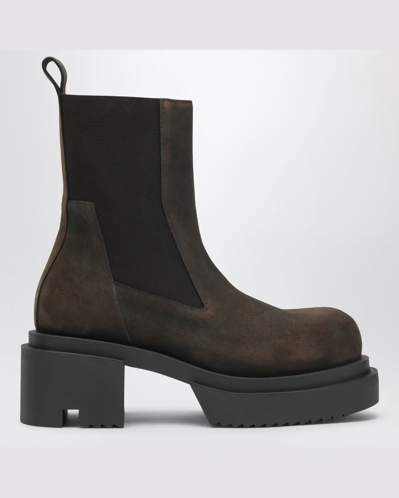 Rick Owens Braune Bogun Beatle-Stiefel aus Wildleder Blue