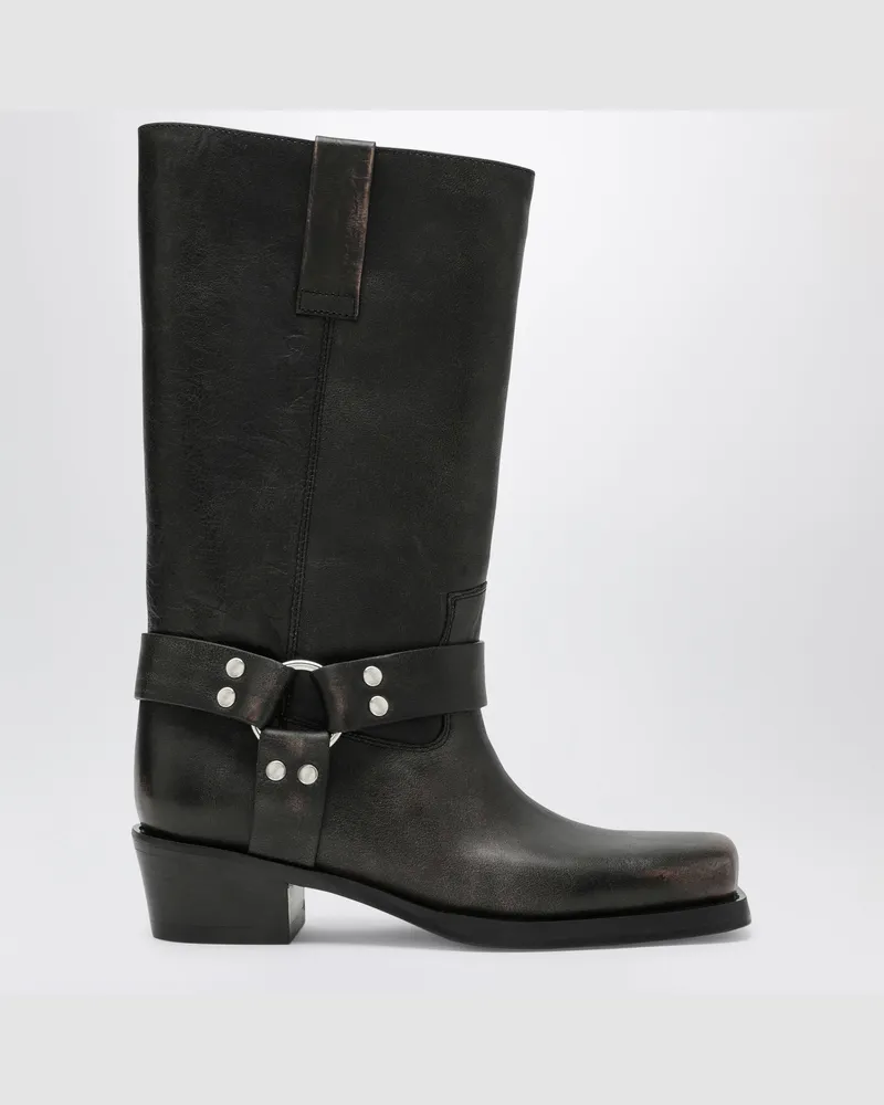 Paris Texas Roxy-Stiefel aus schwarzem gebürstetem Leder Black