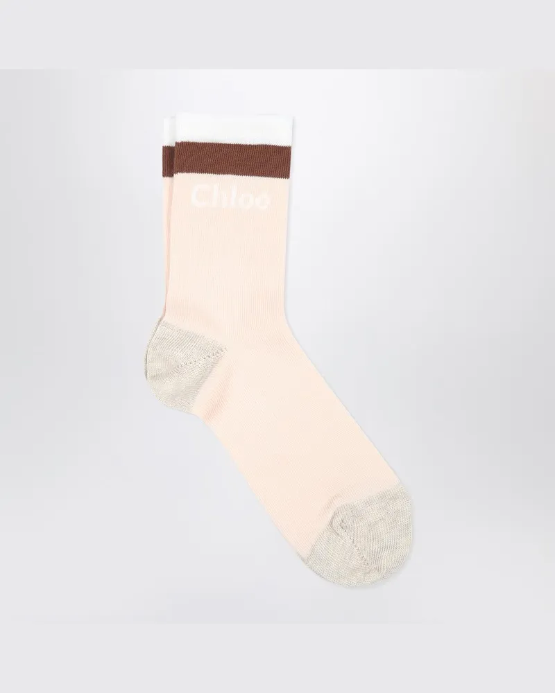 Chloé Hellrosa Socken mit Logo Rosa