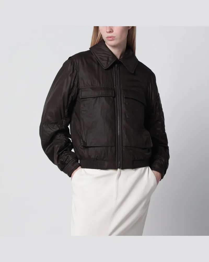 Christophe Lemaire Wasserabweisende Bomberjacke mit abnehmbarem Kragen in Braun Brown