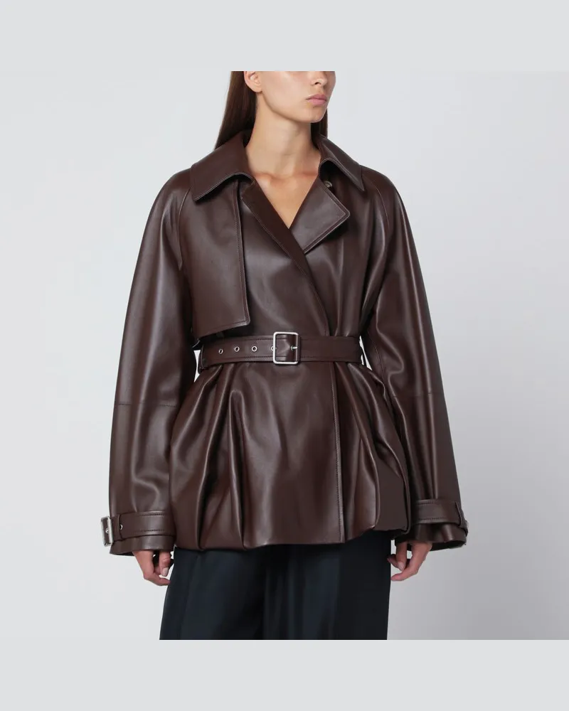 Loewe Braune Ballonjacke aus Leder Braun