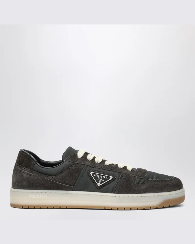 Prada Sneaker Downtown aus Re-Nylon und grauem Wildleder Braun