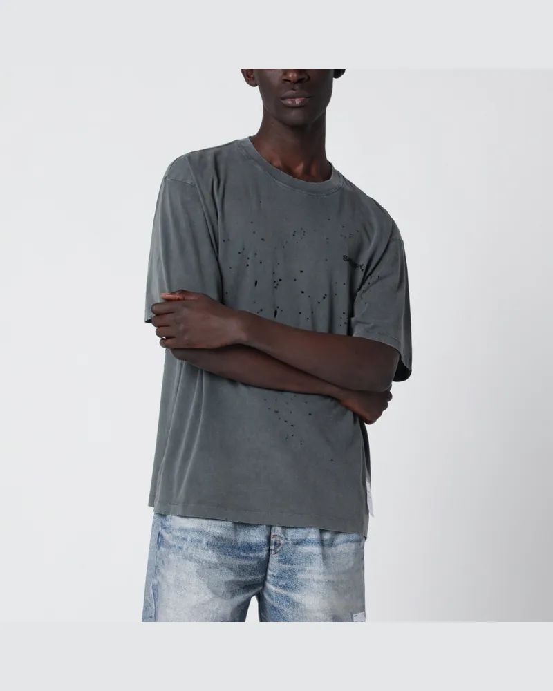 Satisfy MothTech Faded Black T-Shirt mit Perforationen 