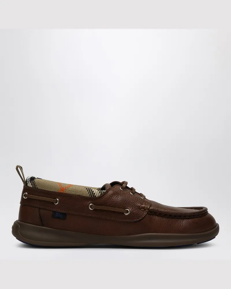 Burberry Braune Mokassins mit Check-Besatz Braun