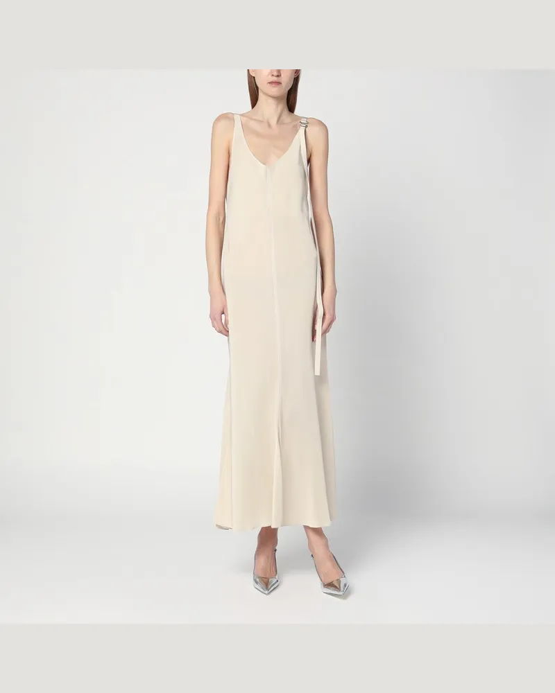 SPORTMAX Elfenbeinfarbenes Kleid mit verstellbarem Träger Weiß