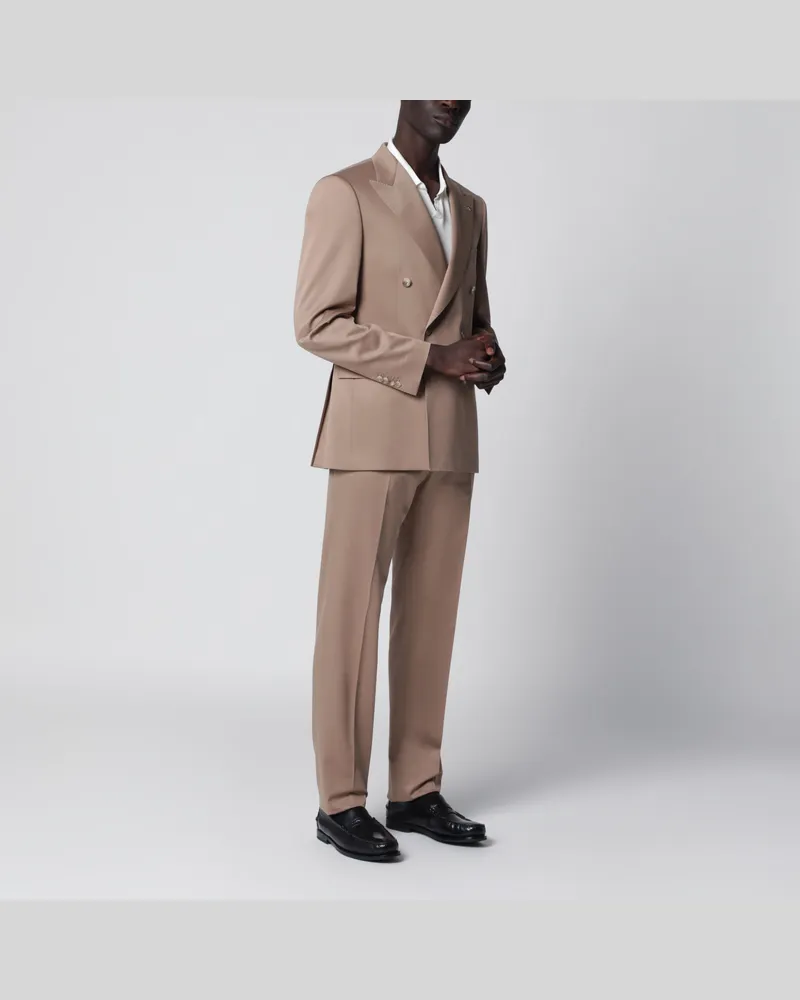 Tagliatore Beiger doppelreihiger Anzug aus Wollmischung Beige