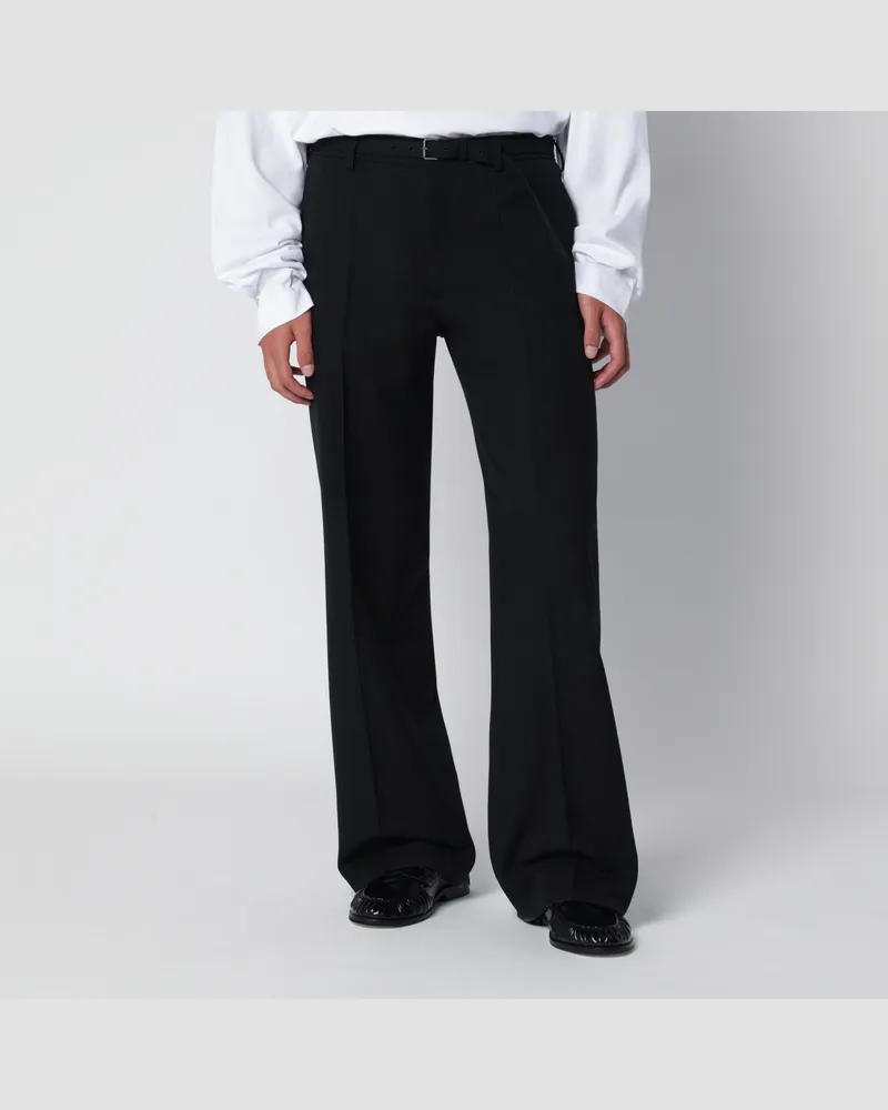 Dries van Noten Schwarze Wollhose mit Gürtel Black