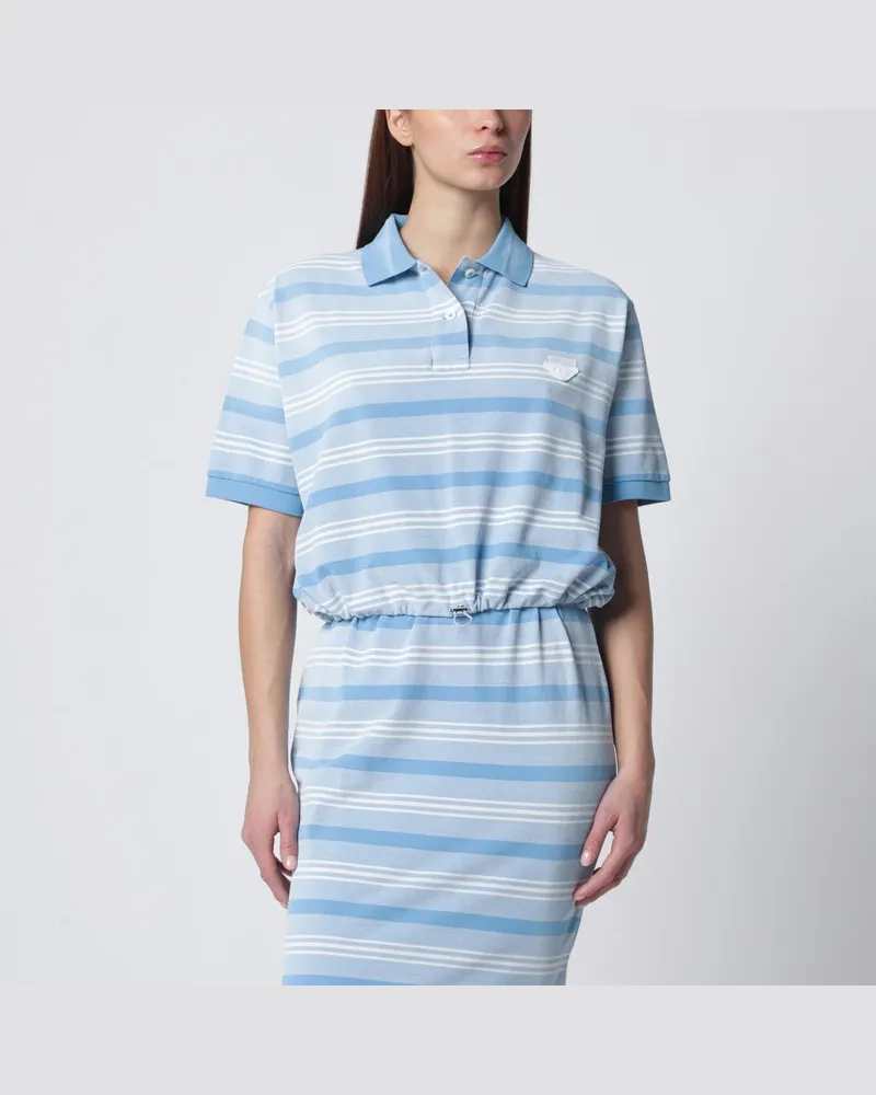 Prada Gecroppter Polo aus hellblau gestreiftem Piqué Hellblau