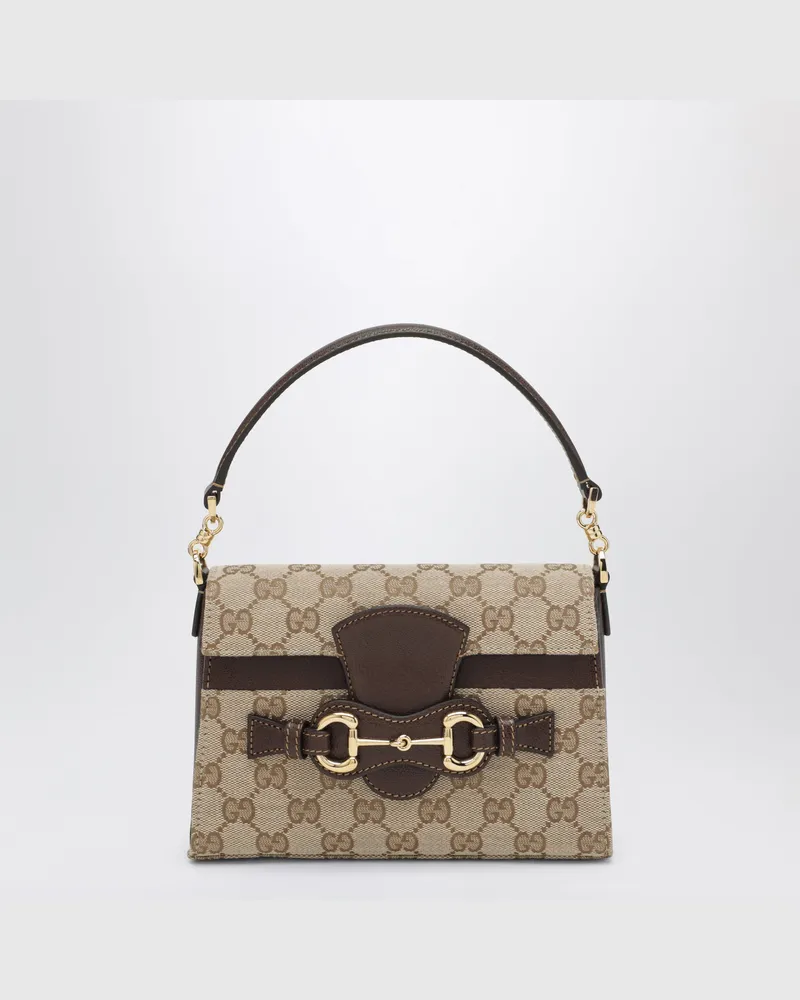 Gucci Kleine Handtasche Horsebit Duomo in GG-Gewebe Beige