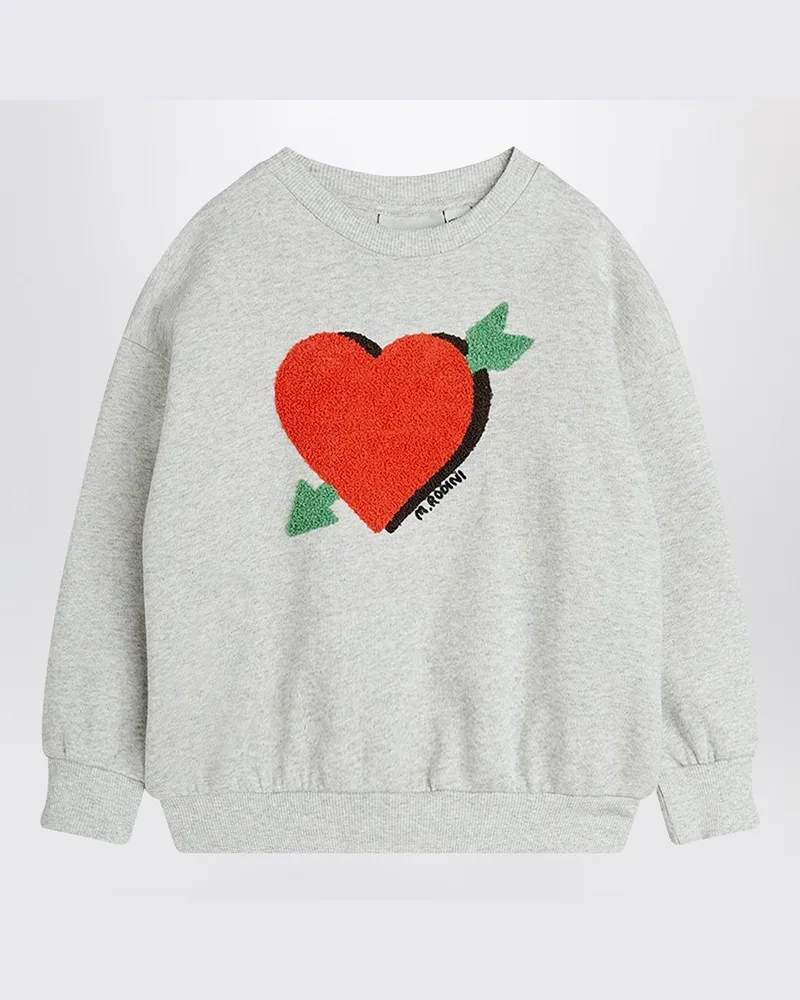 Mini Rodini Grau Sweatshirt mit Herz und Pfeil aus Chenille Grau