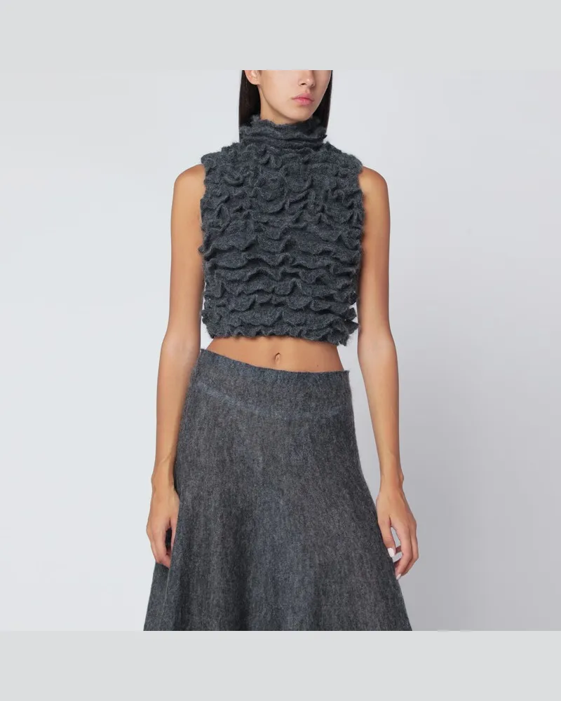Alaïa Graue kurze Weste mit Rüschen Grau
