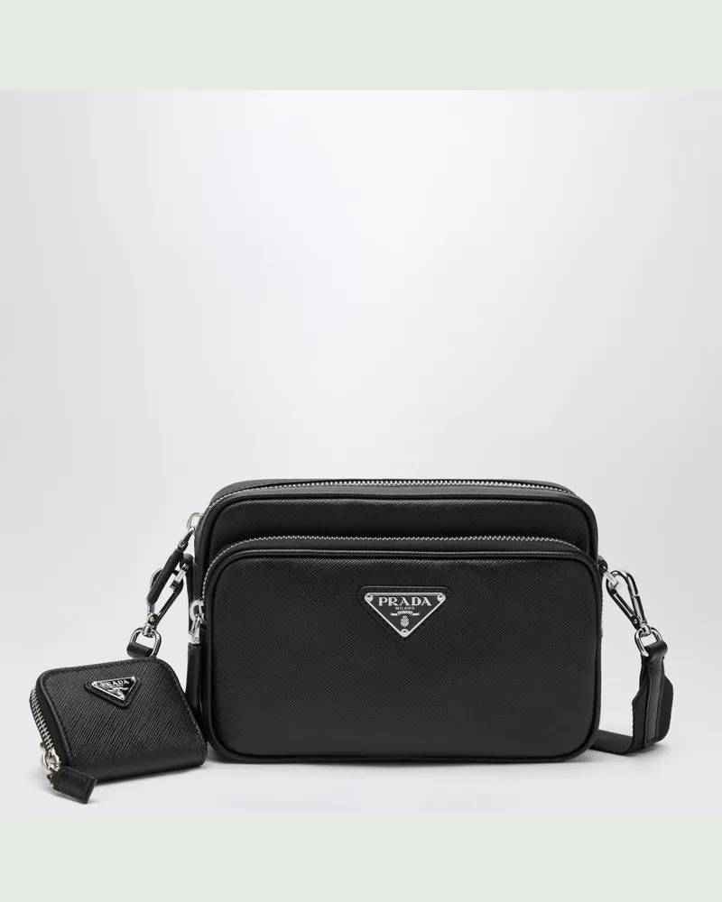 Prada Schultertasche aus Saffianoleder in Schwarz Black
